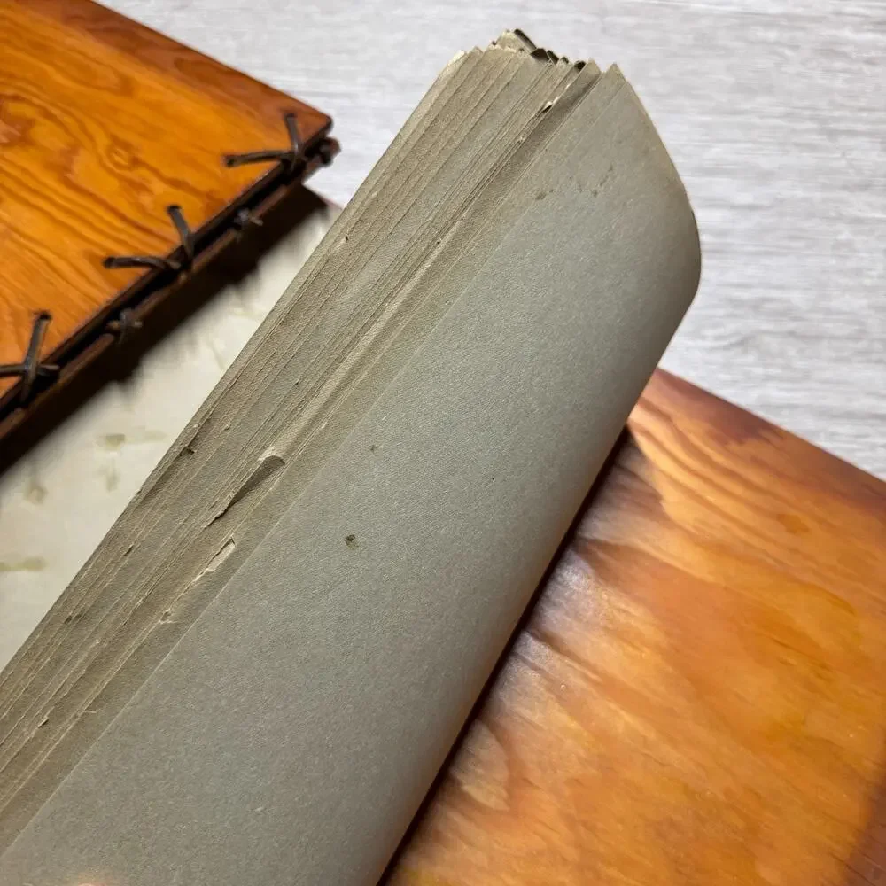 Vintage Wooden Photo Album Scrapbook Drawing Pad Hand-Painted Folk Art 16x12
